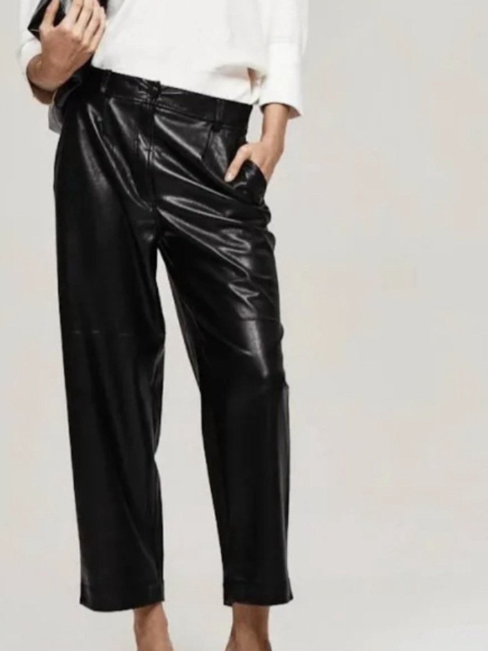 The Reset R Label Slouchy Vegan Leather Trouser Black Size Small